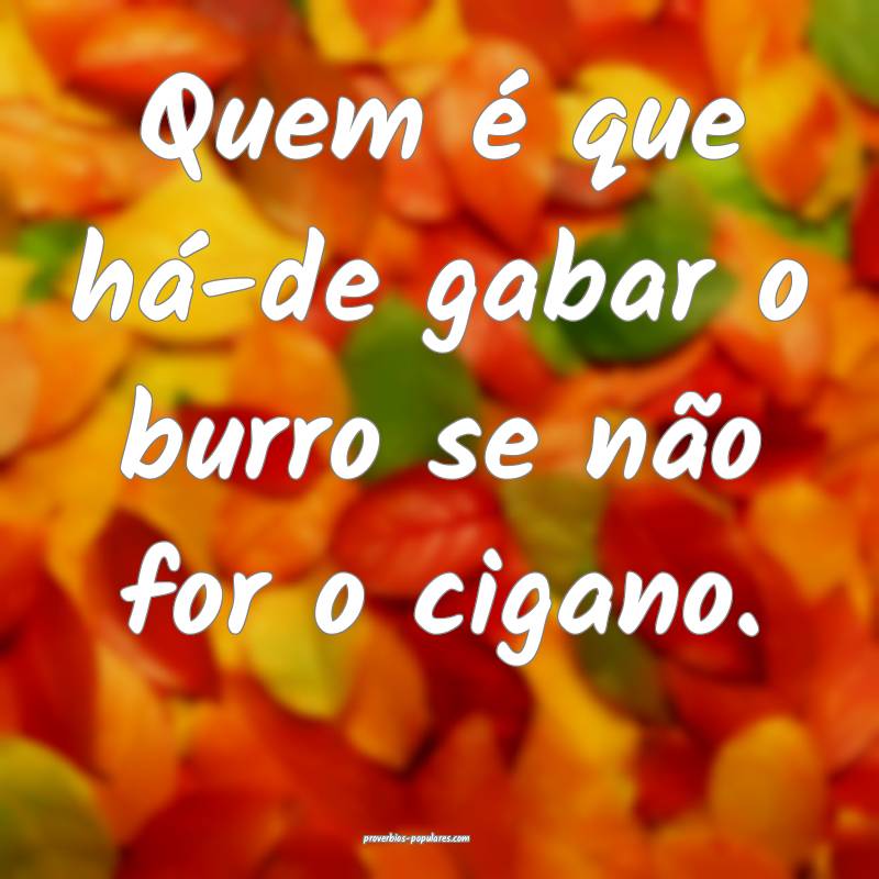Quem é que há-de gabar o burro se não for o cigano....