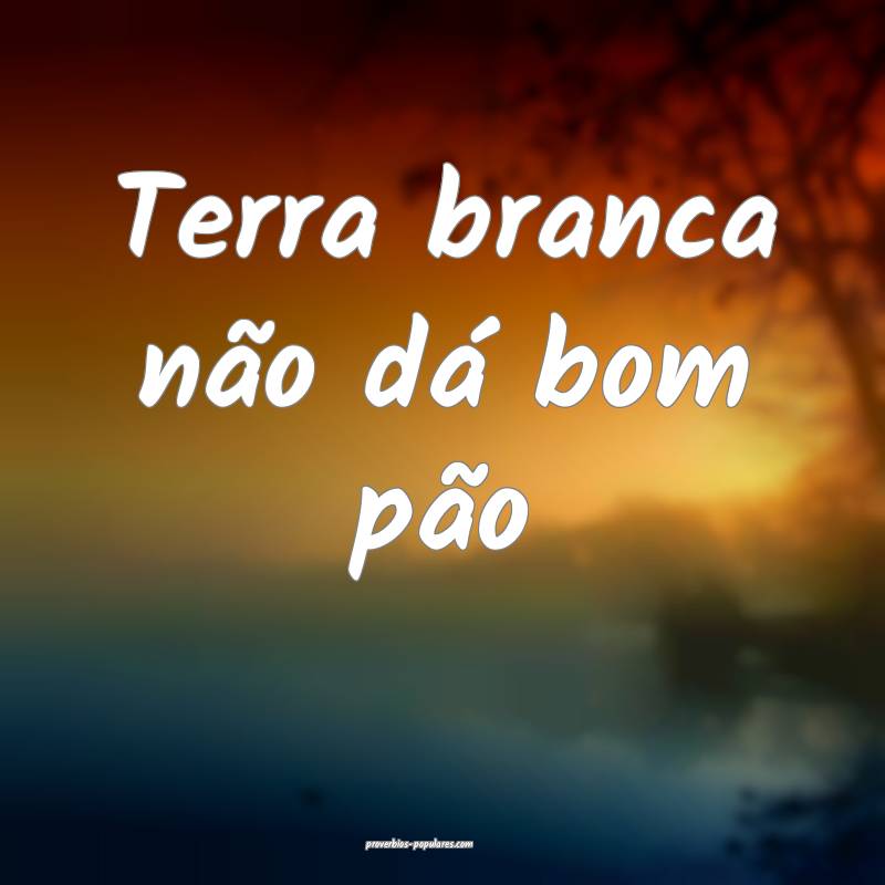 Terra branca não dá bom pão ...