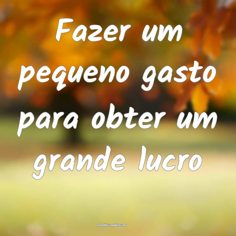 Fazer um pequeno gasto para obter um grande lucro ...