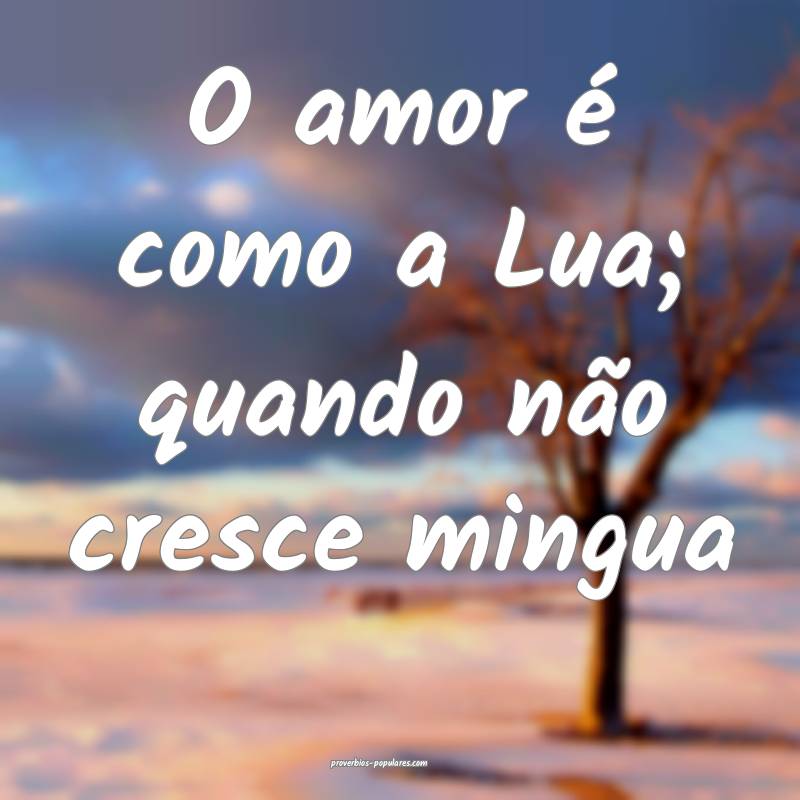 O amor é como a Lua; quando não cresce mingua...