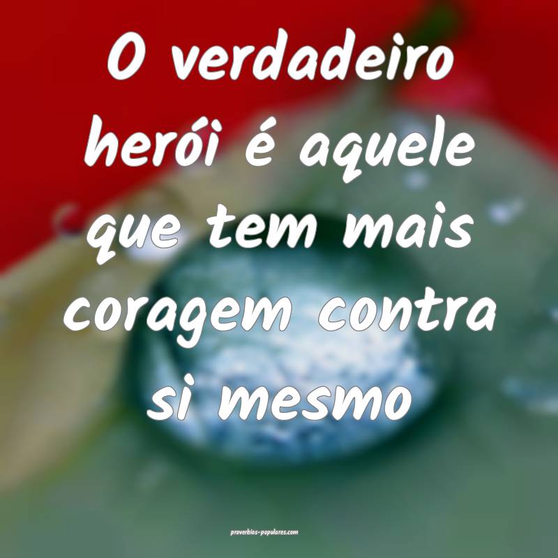 O verdadeiro herói é aquele que tem mais coragem contra si mesmo...