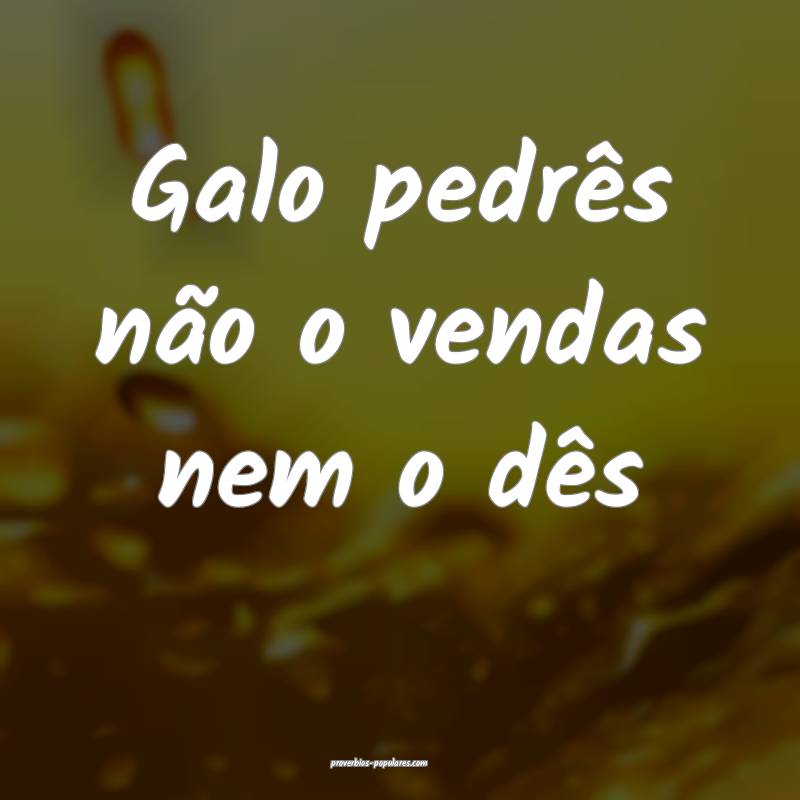 Galo pedrês não o vendas nem o dês...