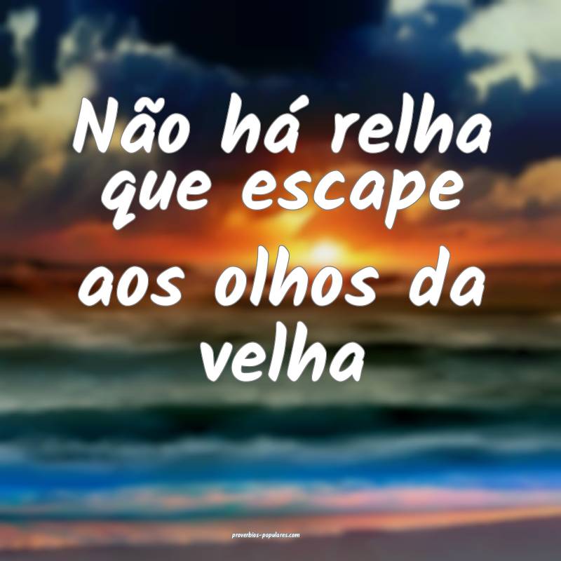 Não há relha que escape aos olhos da velha ...