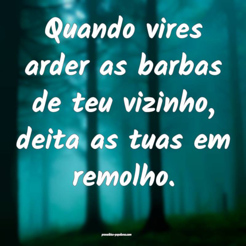Quando vires arder as barbas de teu vizinho, deita as tuas em remolho....