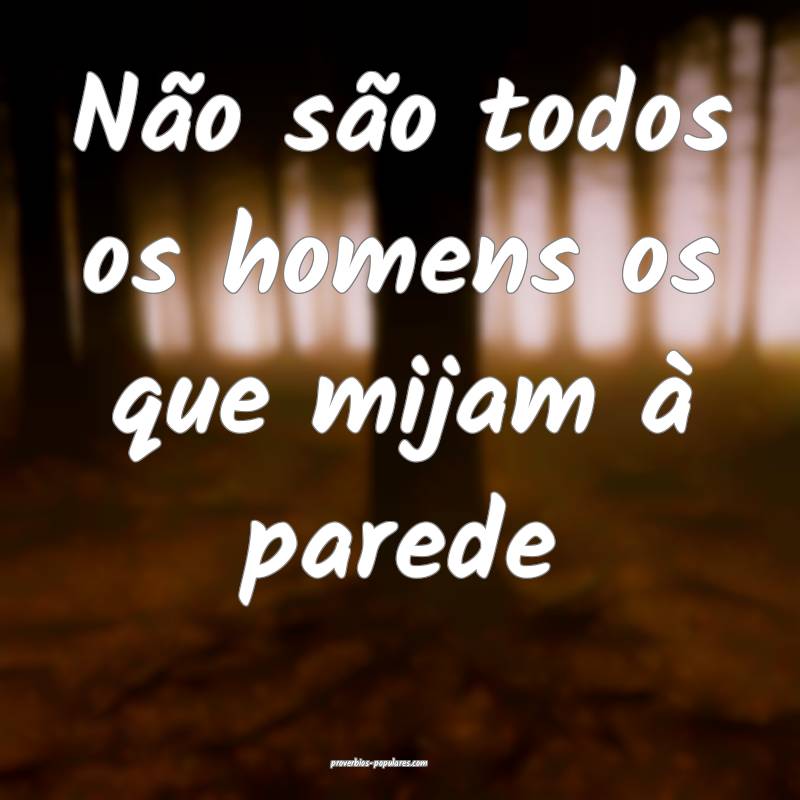 Não são todos os homens os que mijam à parede...