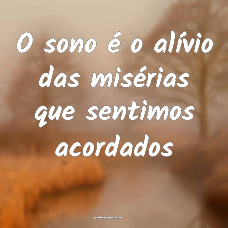 O sono é o alívio das misérias que sentimos aco ...