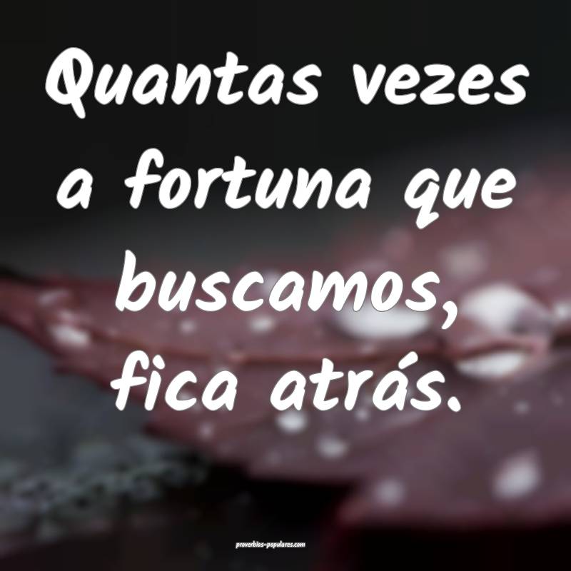 Quantas vezes a fortuna que buscamos, fica atrás.
...