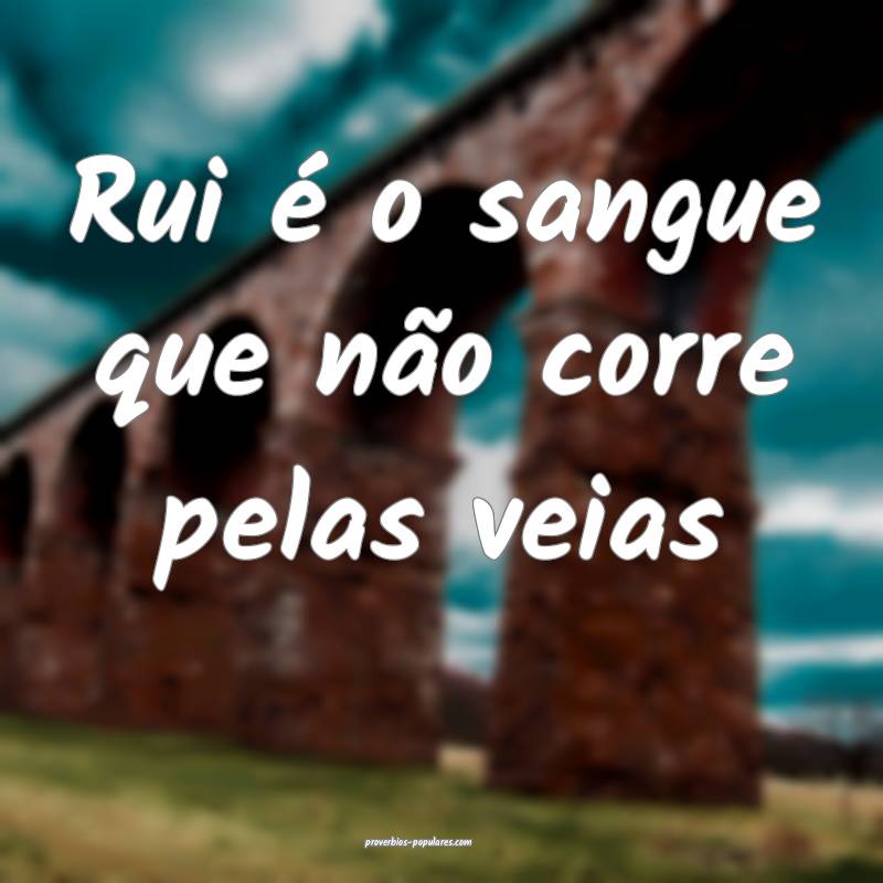 Rui é o sangue que não corre pelas veias ...