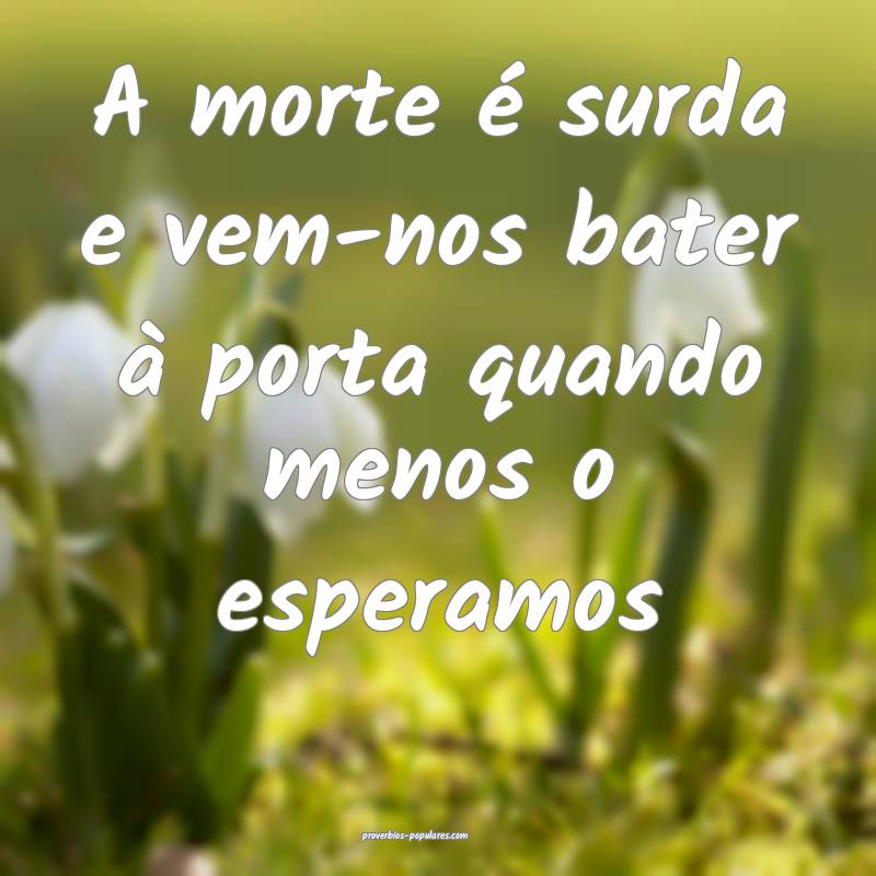 A morte é surda e vem-nos bater à porta quando menos o esperamos...