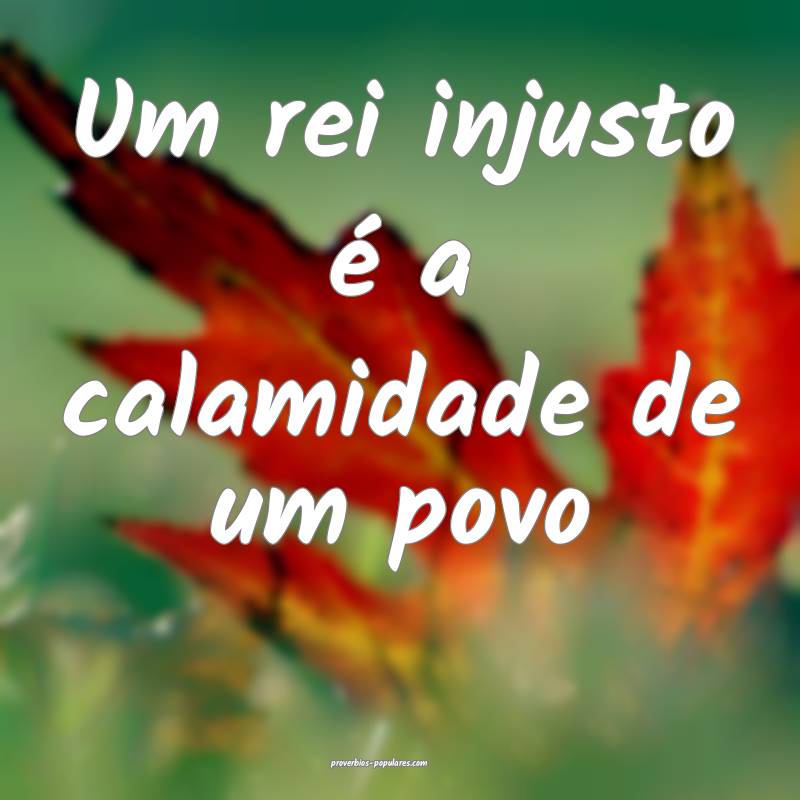 Um rei injusto é a calamidade de um povo ...