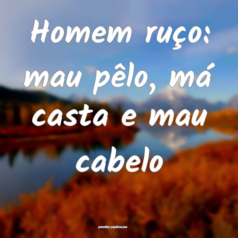 Homem ruço: mau pêlo, má casta e mau cabelo ...