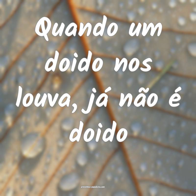Quando um doido nos louva, já não é doido...