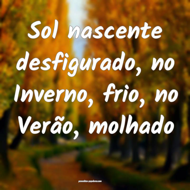 Sol nascente desfigurado, no Inverno, frio, no Verão, molhado...