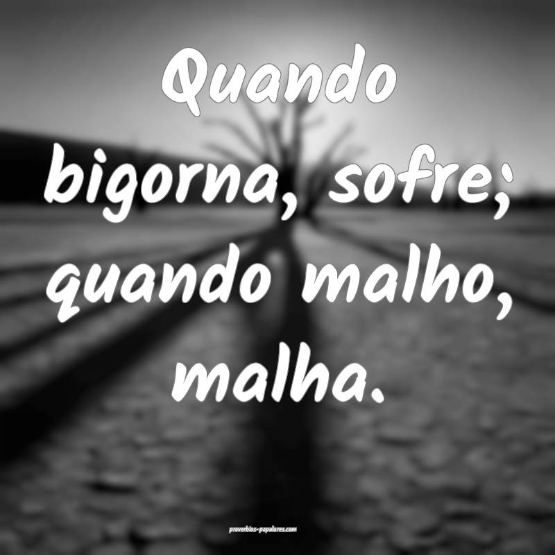 Quando bigorna, sofre; quando malho, malha.
...