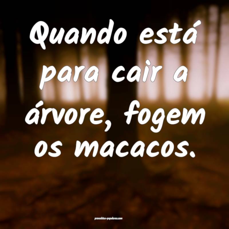 Quando está para cair a árvore, fogem os macacos.
...