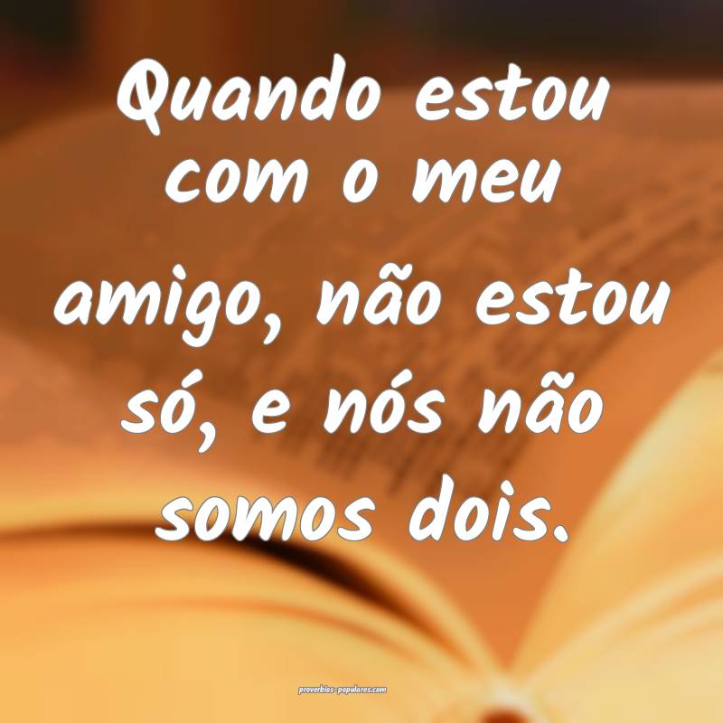 Quando estou com o meu amigo, não estou só, e nós não somos dois.
...