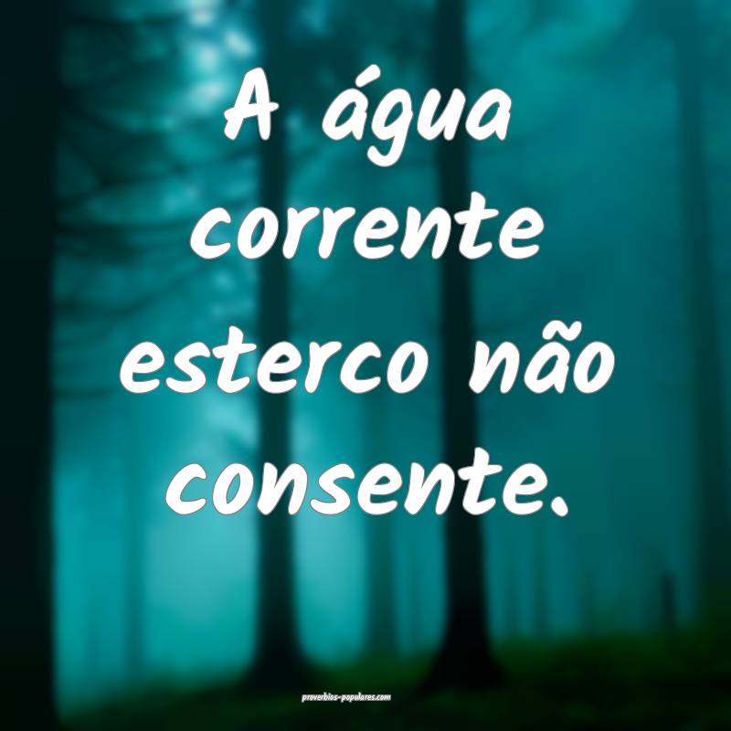 A água corrente esterco não consente.
...