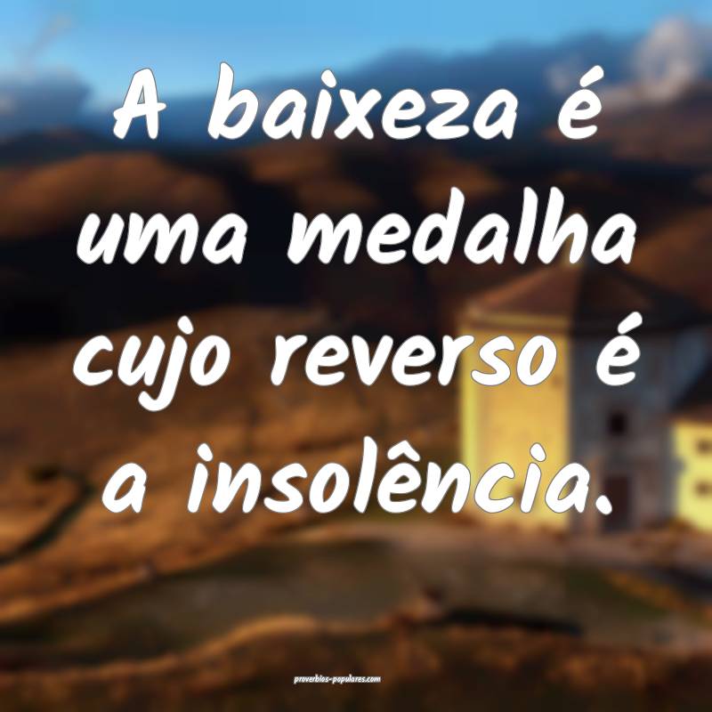 A baixeza é uma medalha cujo reverso é a insolência.
...