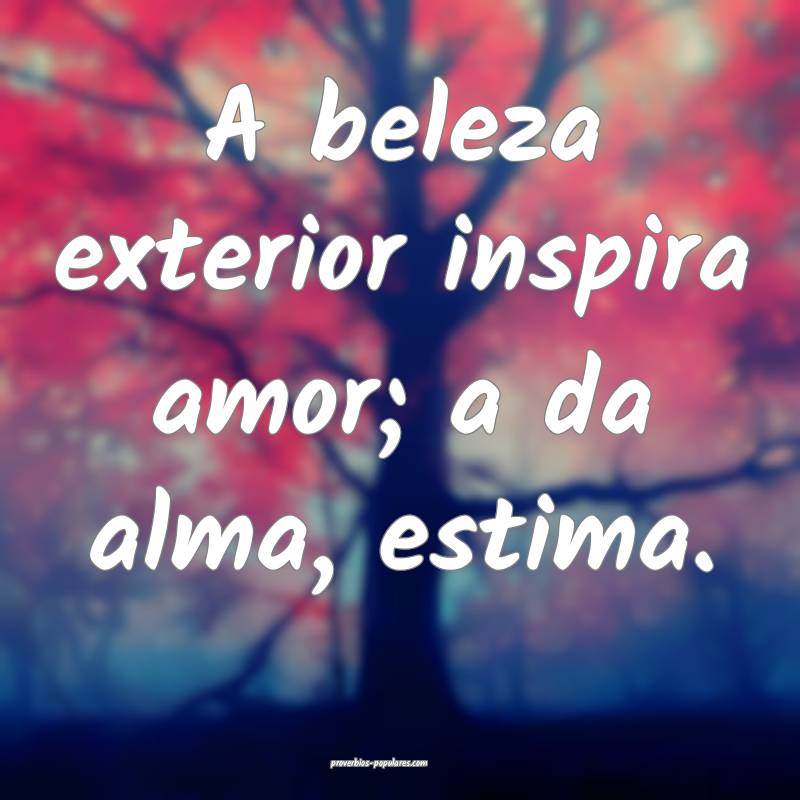 A beleza exterior inspira amor; a da alma, estima. ...