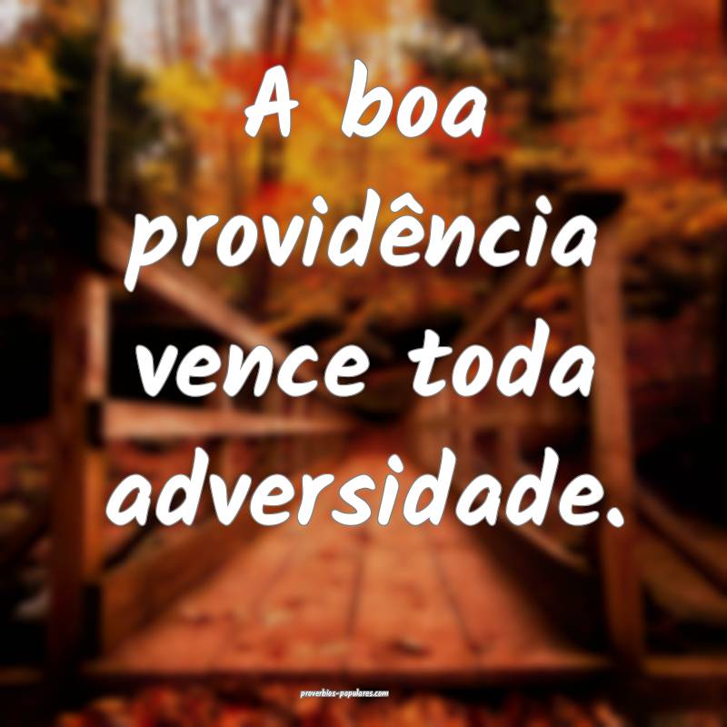 A boa providência vence toda adversidade.
...