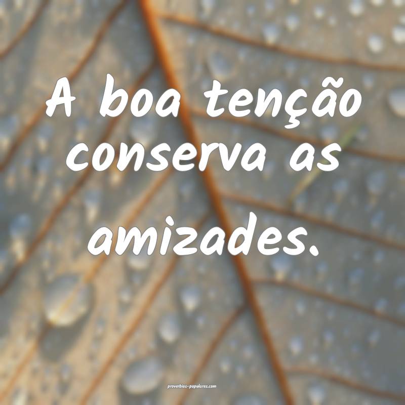 A boa tenção conserva as amizades.
...