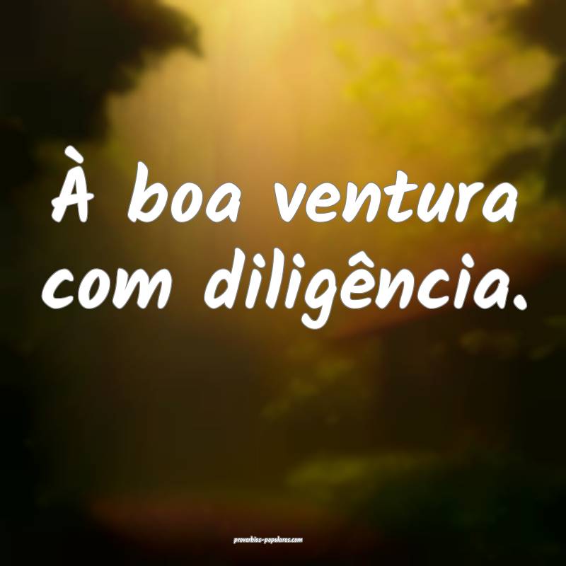 À boa ventura com diligência.
...