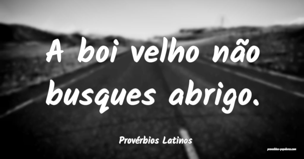 Provérbios Latinos - A boi velho não busques abr ...