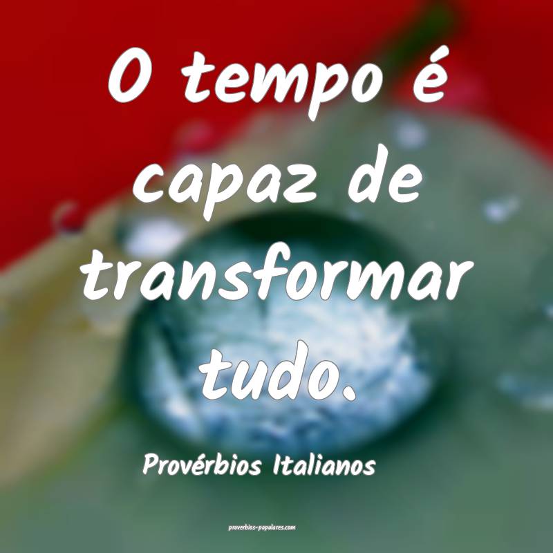 O tempo é capaz de transformar tudo.
...