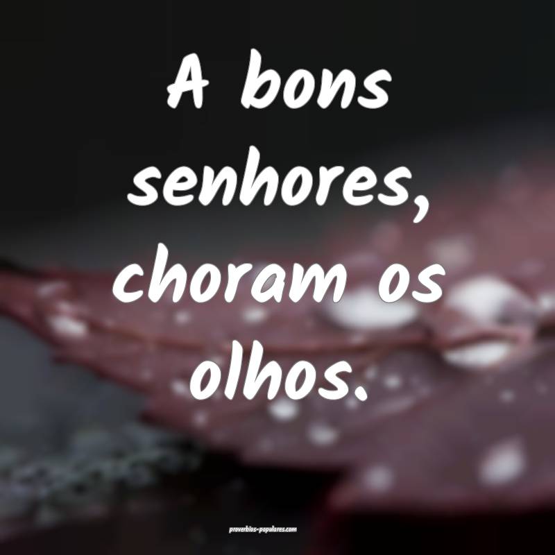 A bons senhores, choram os olhos.
...