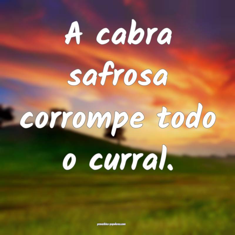 A cabra safrosa corrompe todo o curral.
...