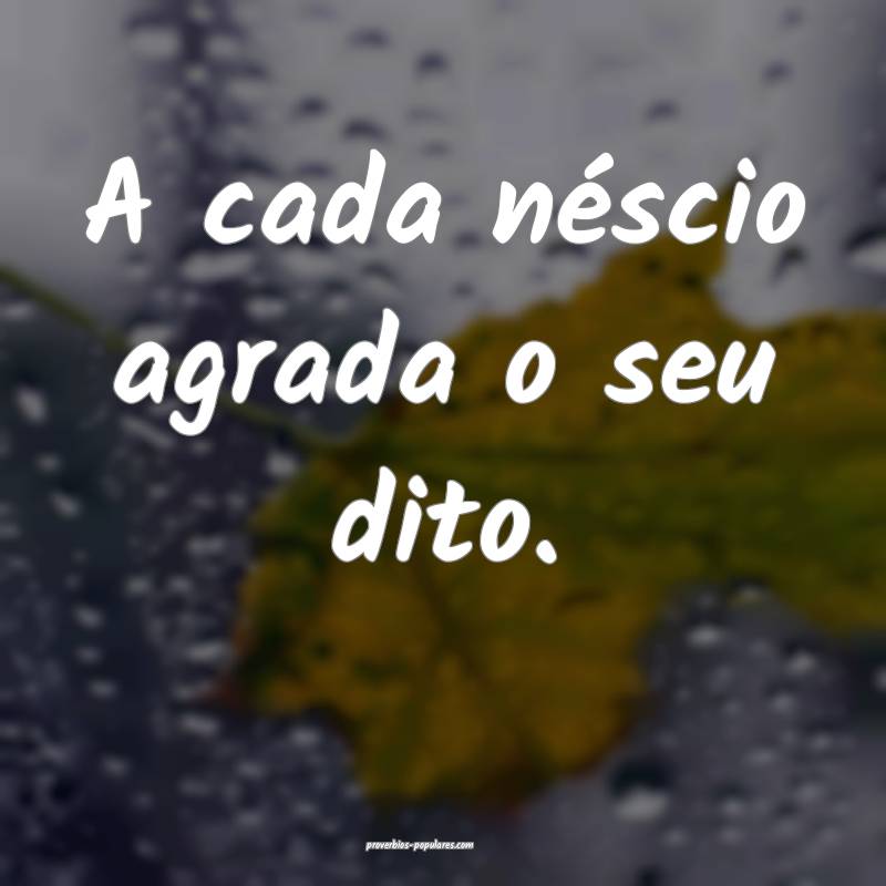 A cada néscio agrada o seu dito.
...