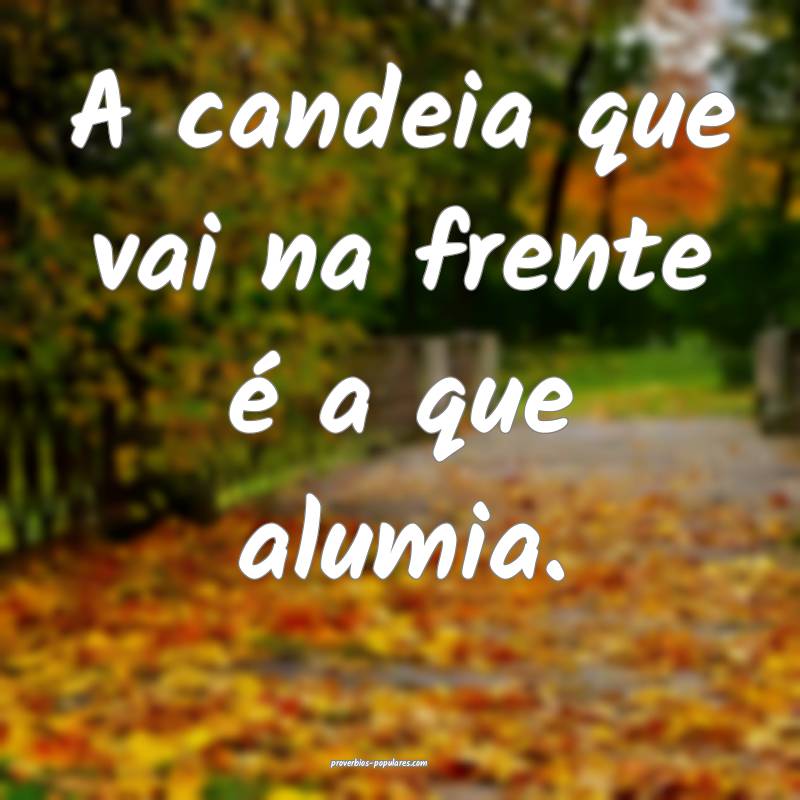 A candeia que vai na frente é a que alumia.
...