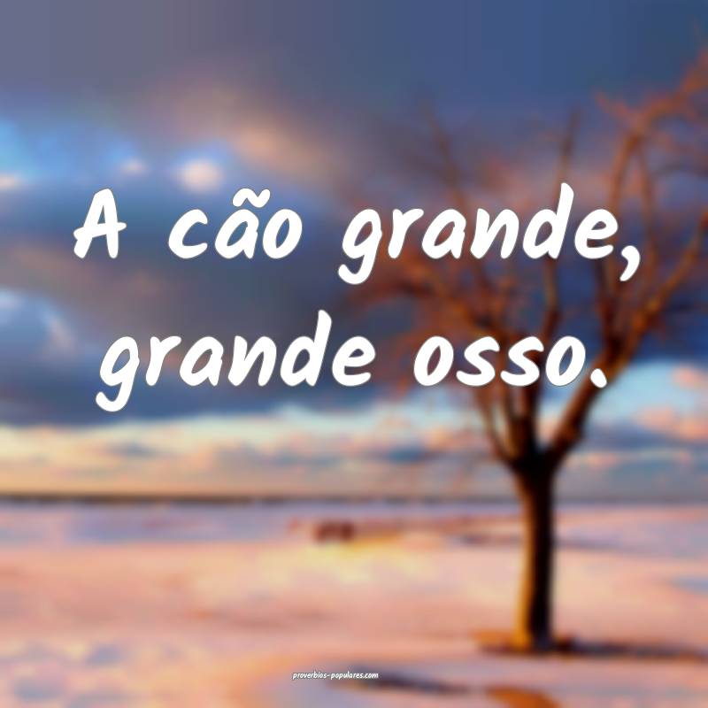 A cão grande, grande osso.
...