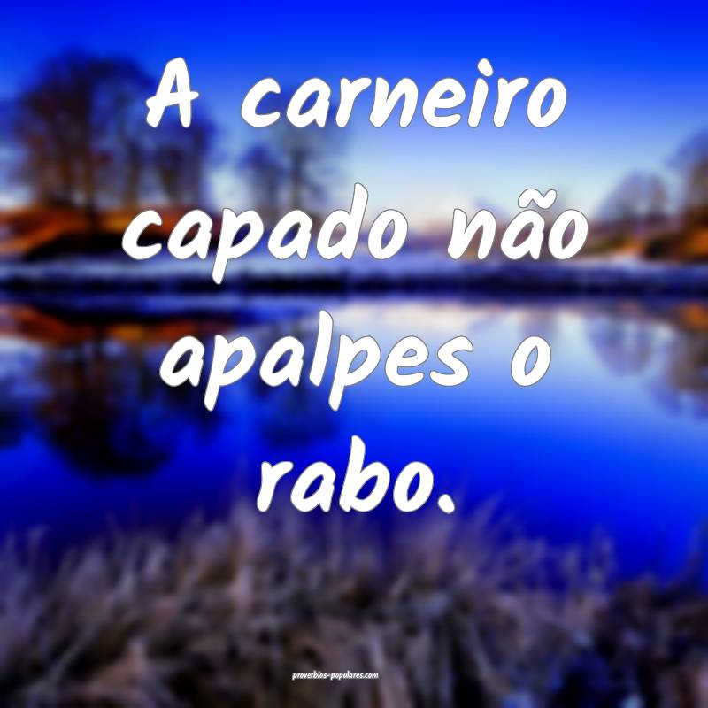 A carneiro capado não apalpes o rabo.
...