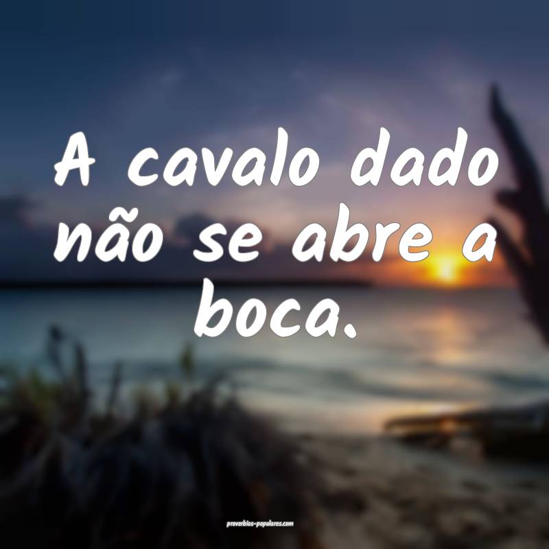 A cavalo dado não se abre a boca.
...