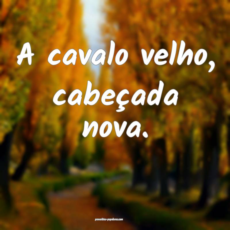 A cavalo velho, cabeçada nova.
...
