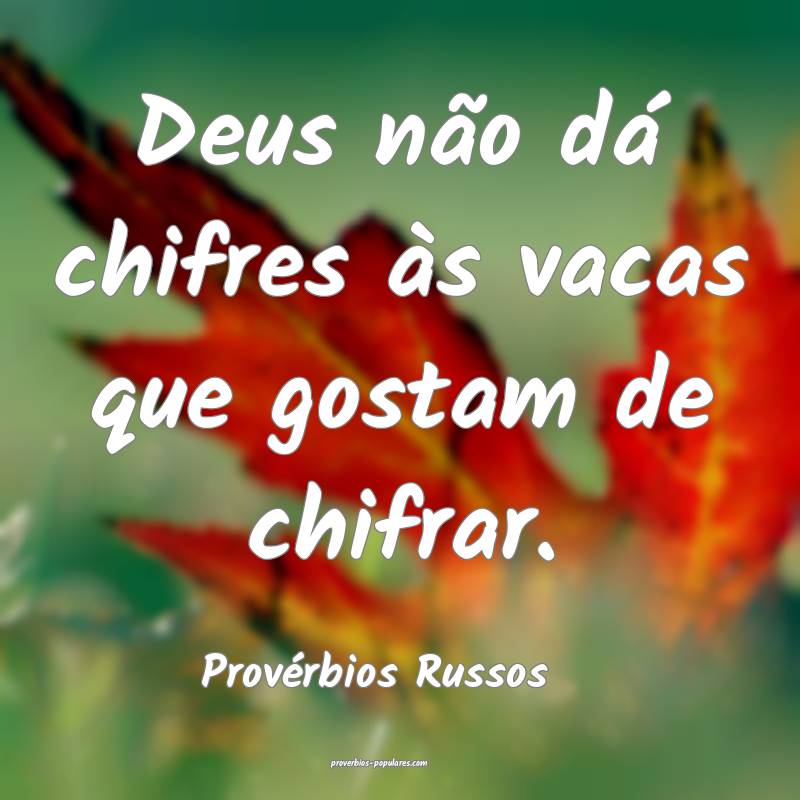 Provérbios Russos - Deus não dá chifres às vac ...