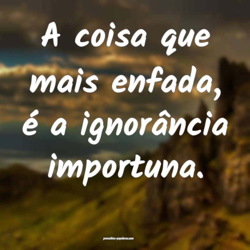 A coisa que mais enfada, é a ignorância importuna.
...