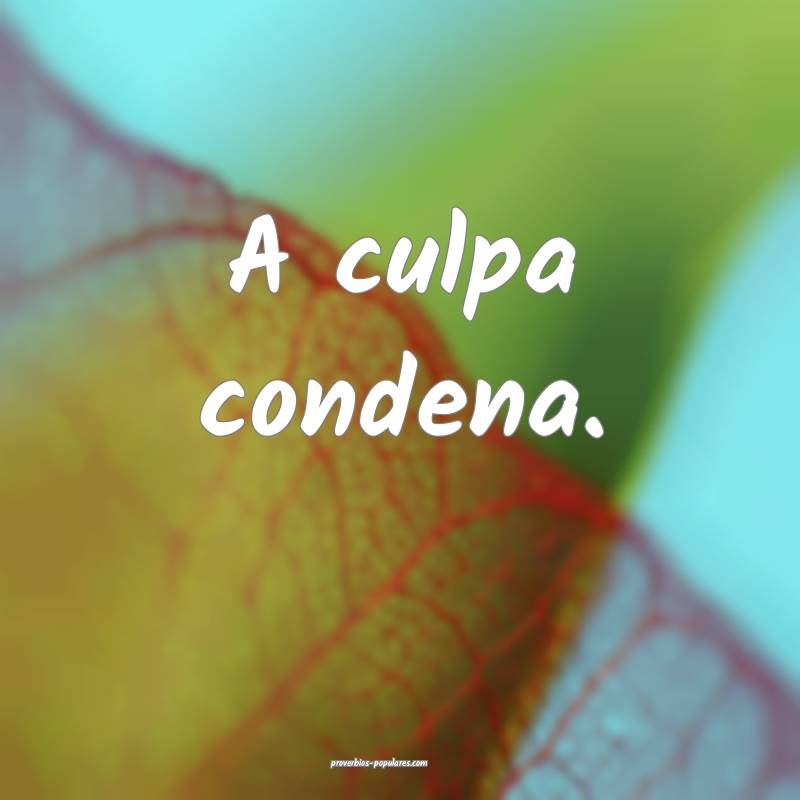 A culpa condena.
...