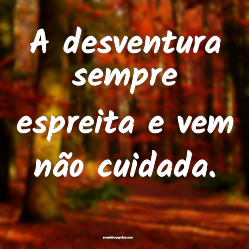 A desventura sempre espreita e vem não cuidada.
...