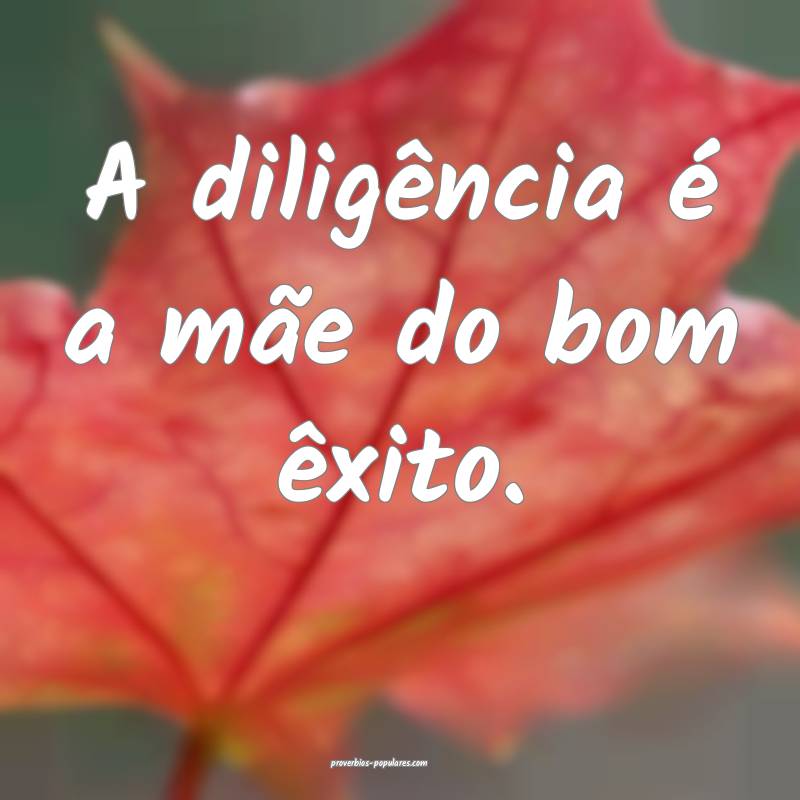 A diligência é a mãe do bom êxito.
 ...
