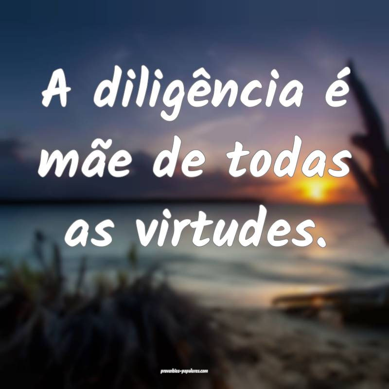 A diligência é mãe de todas as virtudes.
 ...