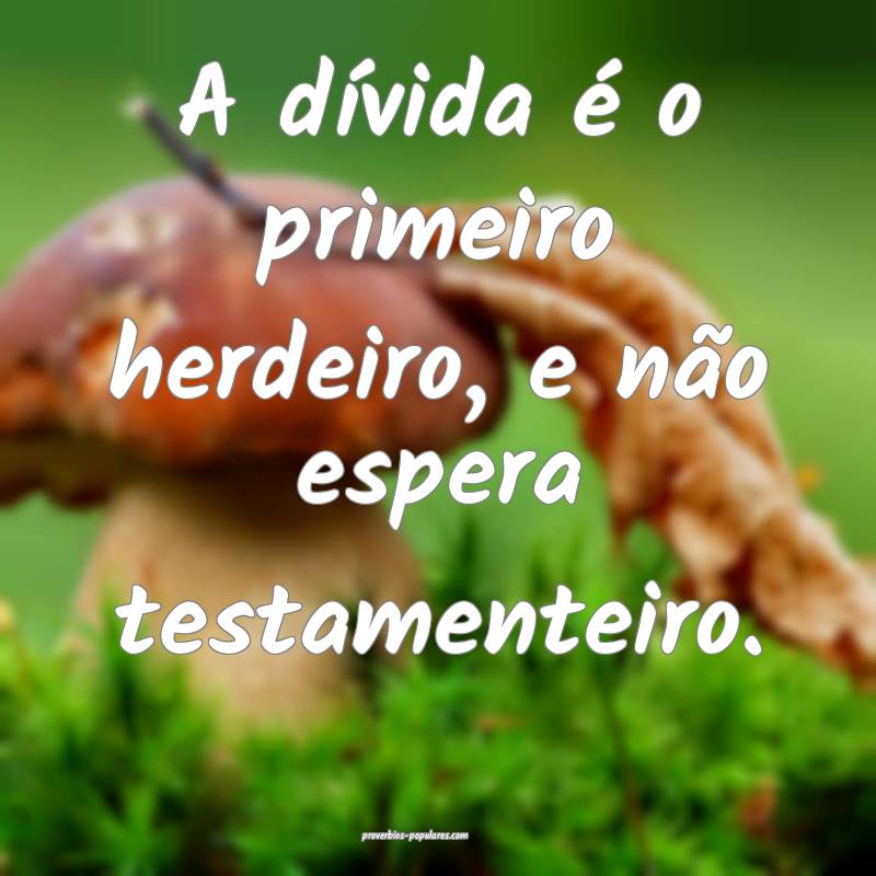 A dívida é o primeiro herdeiro, e não espera testamenteiro.
...
