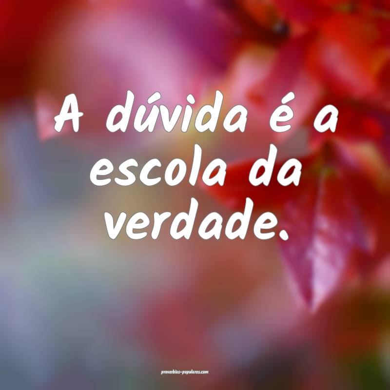 A dúvida é a escola da verdade.
...