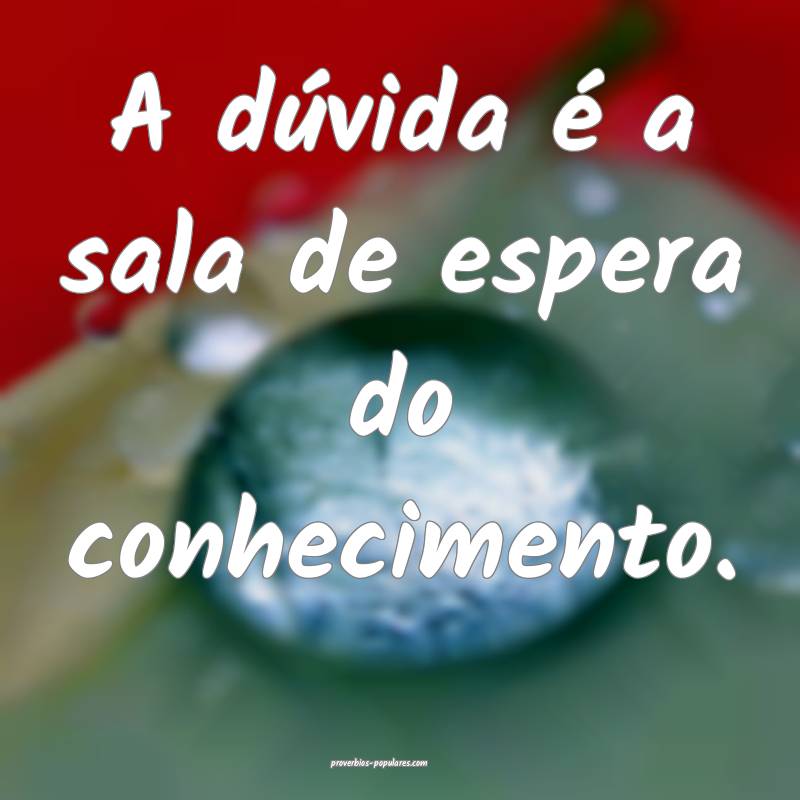 A dúvida é a sala de espera do conhecimento.
...
