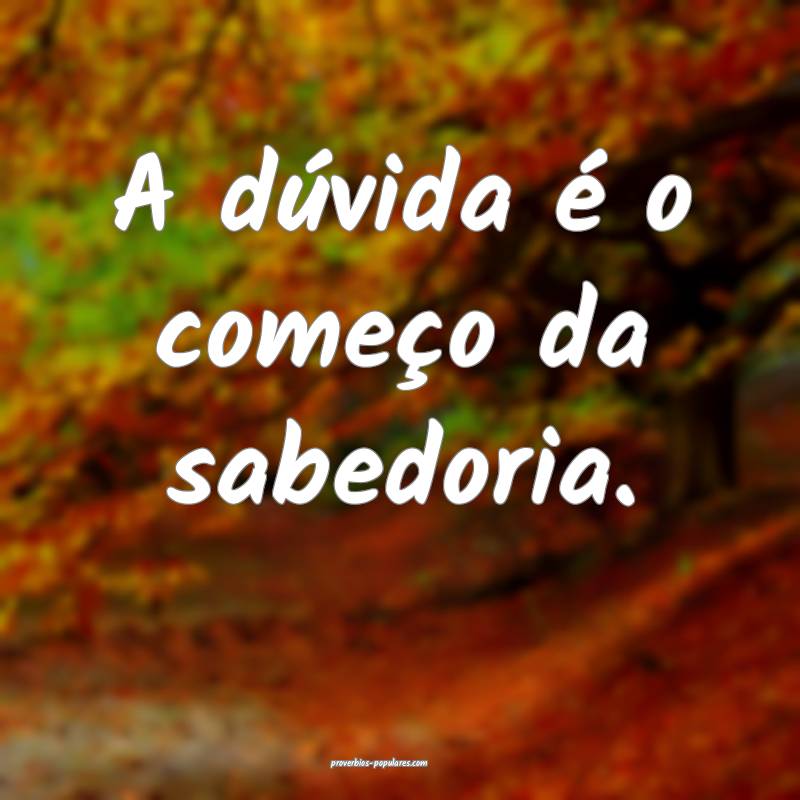 A dúvida é o começo da sabedoria.
...