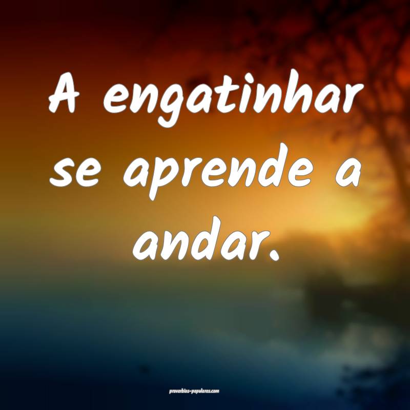 A engatinhar se aprende a andar.
...