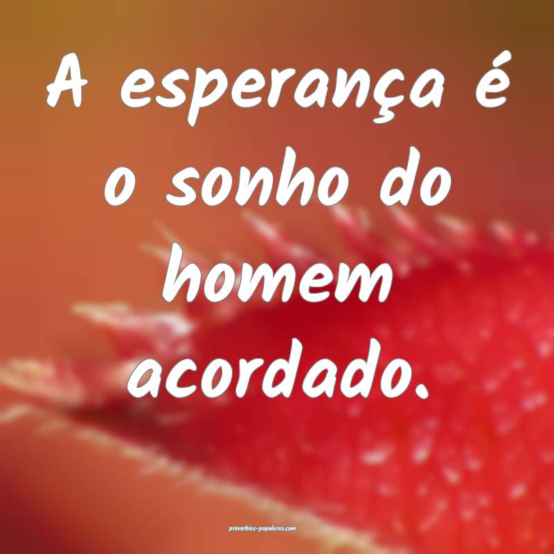 A esperança é o sonho do homem acordado.
...