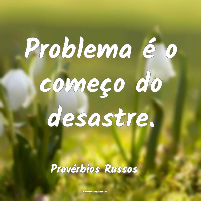 Provérbios Russos - Problema é o começo do desa ...