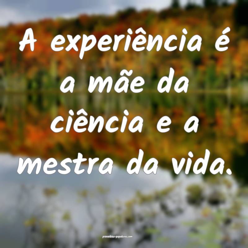 A experiência é a mãe da ciência e a mestra da vida.
...